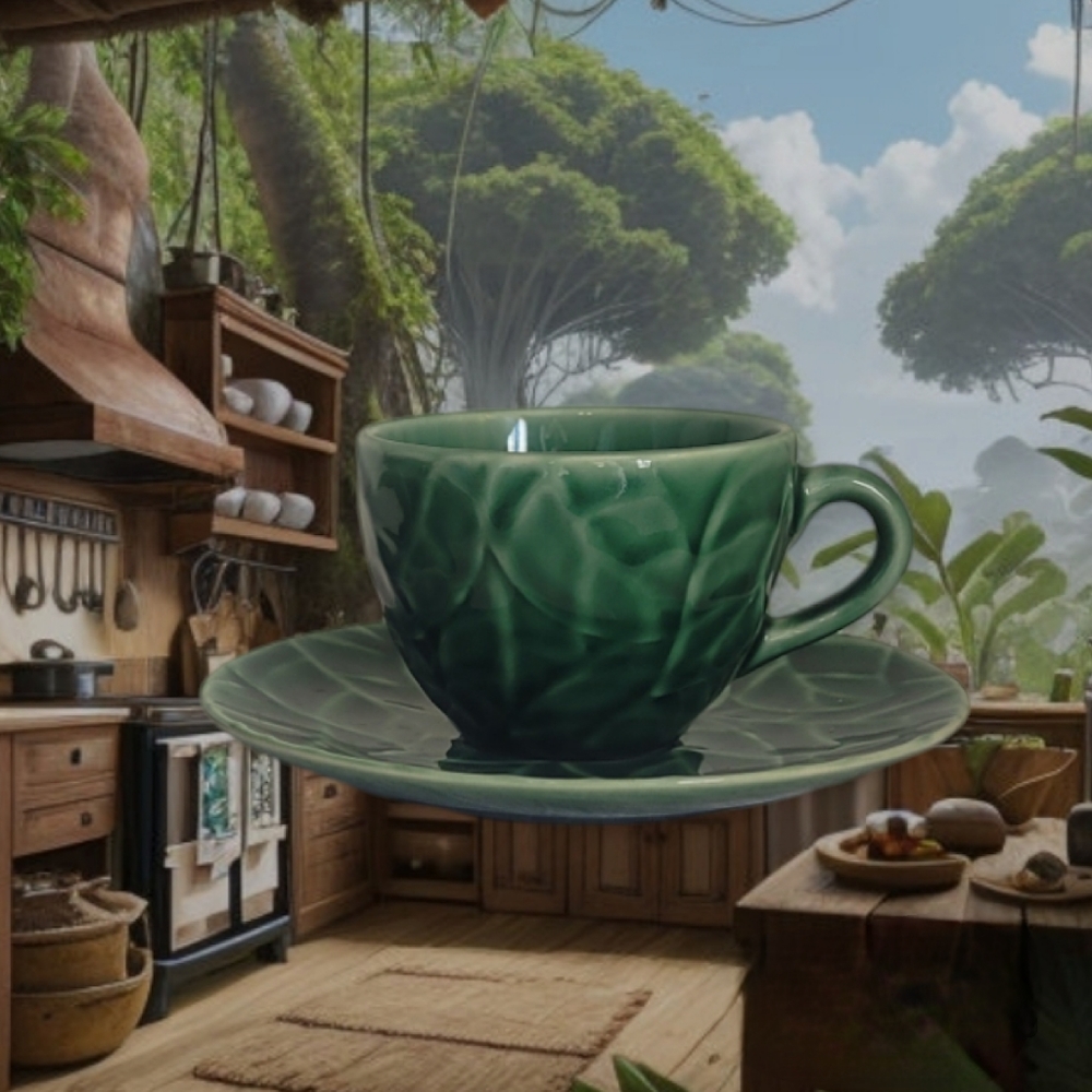 Jade Leaf Teacup and Saucer set